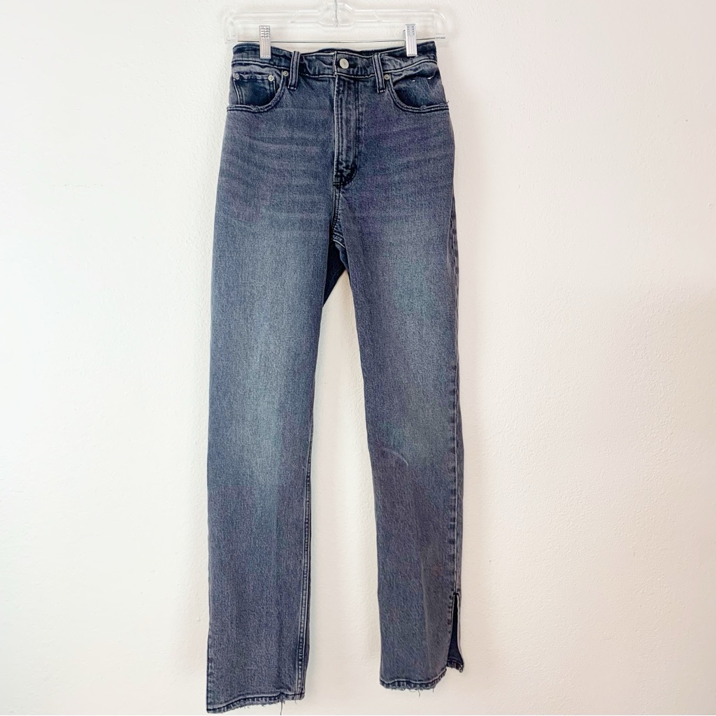 Abercrombie & Fitch Straight Leg Jeans In Faded Gray/Black